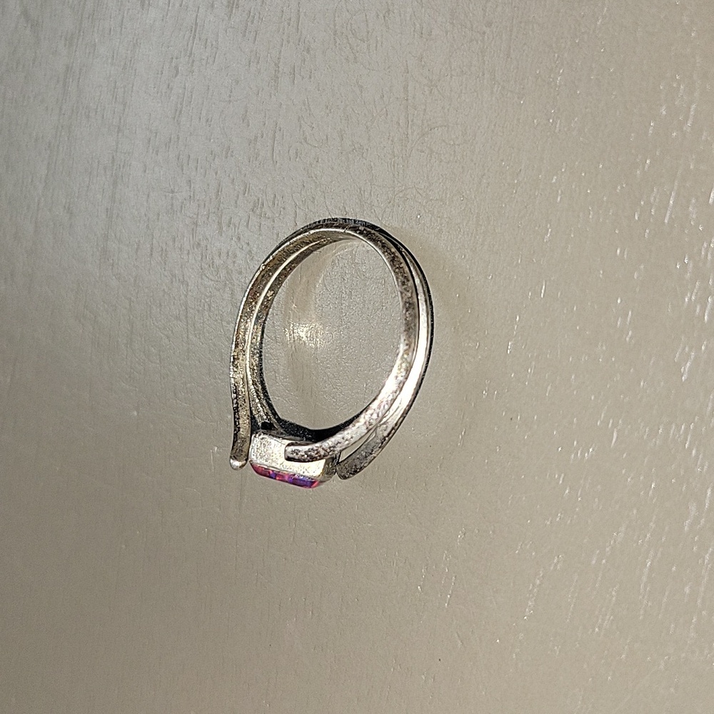 Ted Ott Sterling Silver & Red Pink Speckle Jewel Ring Mid Century Modern Vintage - Picture 16 of 17
